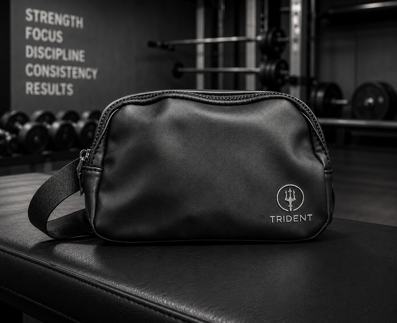 TRIDENT mini gym bag crossbody fanny pack black soft-touch finish